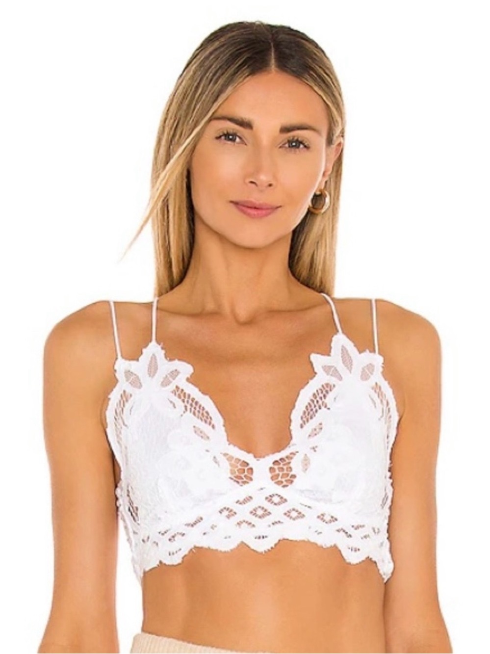 Free People Adella Bralette in White | Size XS | Preowned in Good Condition